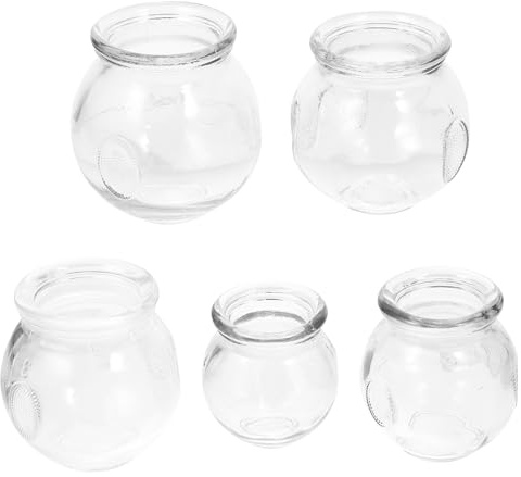 STAHAD Lot de 5 Ventouses en Verre Épaisses pour Thérapie par Ventouses Tailles N°1 à N°5 Kit Massage Vide pour Dos et Corps Outil de Cupping pour Bien-détente