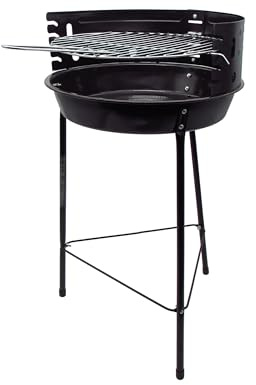 Standgrill Ø33 cm mit Windschutz – Kompakter Holzkohlegrill mit Grillrost Ø29 cm, tragbar für Camping, Garten & Festival