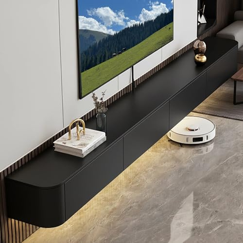 Coubird Mobile TV sospeso in legno massello, mobile TV moderno soggiorno per l'archiviazione, mobile porta TV con ante，Mobili per soggiorno, camera da letto, ufficio (Nero, 160cm/63.0in)