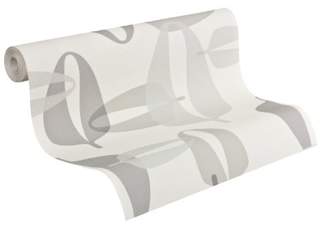 Livingwalls 881328 Lars Contzen Designertapete My Leafs, platingrau, telegrau, weiß