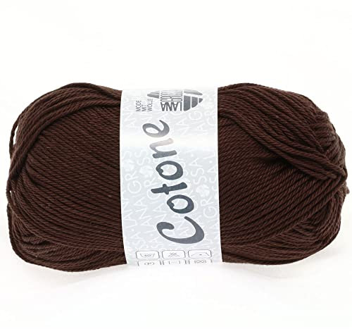 LANA GROSSA Cotone | Baumwollbasicgarn | Handstrickgarn aus 100% Baumwolle | 50g Wolle zum Stricken & Häkeln | 125m Garn FB 29