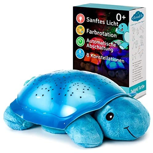 Cloud b Beruhigendes Nachtlicht Sternenprojektor | Sanfte Helligkeit | 3 Farben | 8 Sternbilder | Abschaltautomatik | Dämmerung Schildkröte, Blau