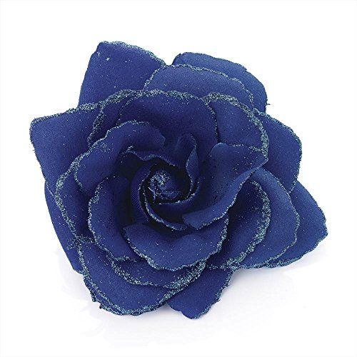 Large Glitter Edge Rose Flower Fascinator Clip Hair Elastic Band Bobble Corsage