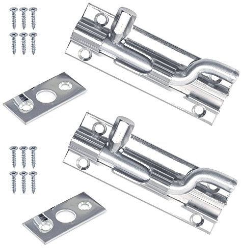 2 x Necked Barrel Door Bolt in Chrome 75mm