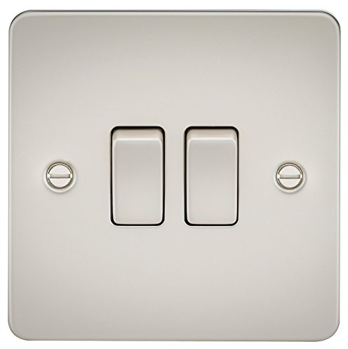 Knightsbridge FP3000PL FPAV3000PL Flat Plate 10A 2G 2 Way Switch-Pearl