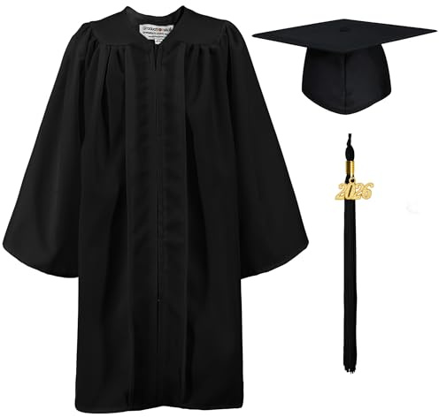 GraduationMall Matte Nursery Graduation Cap and Gown for Kids with 2026 Tassel Kindergarten Preschool Graduation Hat Black 30(115-122cm)