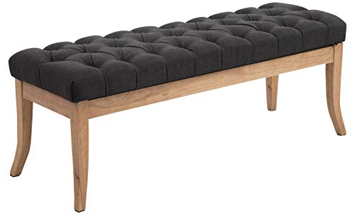 CLP Sitzbank Ramses mit hochwertiger Polsterung und Stoffbezug I Bank mit antik-Hellen Holzbeinen I Holzbank mit Einer Sitzhöhe von: 46 cm, Farbe:dunkelgrau, Größe:120 cm