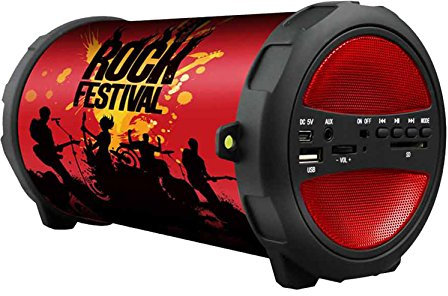 MTK® - Altavoz portátil con Bluetooth, altavoz inalámbrico, subwoofer con USB, tarjeta SD, radio FM con correa, para smartphone, tablet y MP3, 25,5 x 13 x 14 cm, 8341BAND