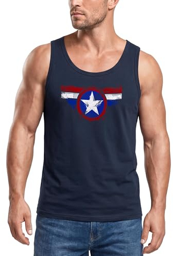 Neverless Herren Tank-Top Amerika Flagge Stern Roger Captain Muskelshirt Muscle Shirt