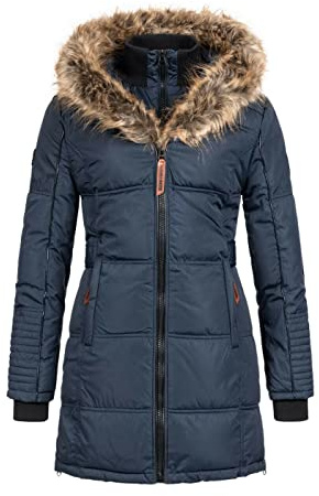 Geographical Norway, wunderschöner Parka, für Damen, Daunenjacke, Kapuze, Pelz Gr. 38, marineblau