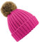 Beechfield Damen Bommel-Mütze Fur Pom Chunky Beanie B412 Fuchsia One Size