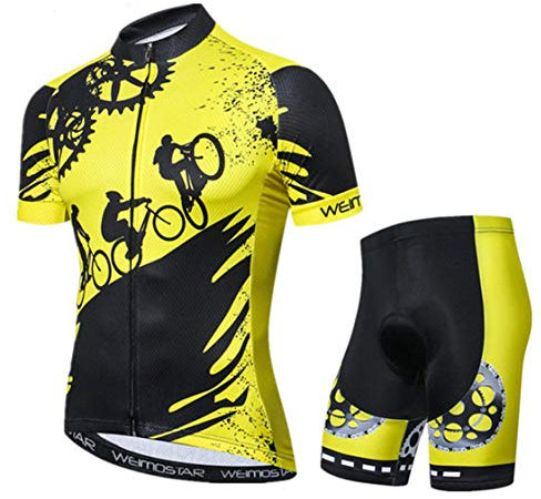 MTB Trikot Sets Herren Radtrikot Kurzarm Radtrikot Anzüge Zip Mountain Road Bekleidung Fahrrad Top Shirts Atmungsaktiv Sommer Pro Team Sport Rennrad Trikot für Herren Größe XXL