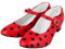 Flamenco-/Sevillana-Schuhe, Tanzschuhe für Damen / Mädchen, Rot mit schwarzen Punkten, Schwarz - rot - Größe: 34 EU