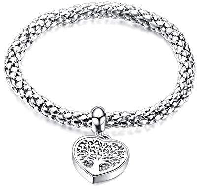 Daesar Charm Armband Edelstahl Lebensbaum, Armband Anhänger Herz Bettelarmband Gold Armband 22CM Damen