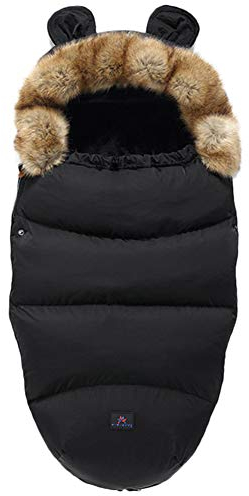 Fußsäcke für Kinderwagen Universal Winter Warm Wasserdicht Winddicht Waschbar Baby Schlafsäcke für Kinderwagen, Autositz, Sportwagen, Buggy, Babyschale (Schwarz)