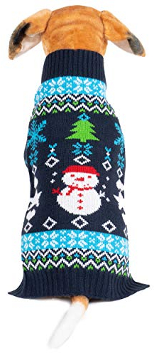 NOROZE Hund Weihnachtspullover Warm Winter Kleider Hündchen Schneemann Elf Sanft Mantel Weihnachten Hundepullover Hunde-Outfit (XXL, Schneemann Marine)