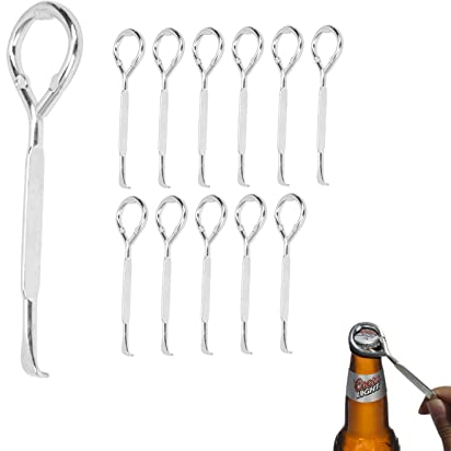 Fafeicy 12 piezas Abrelatas de pintura de acero M10, abrelatas simple, abrebotellas de cerveza, adopta diseño plano y diseño del puerto de codo
