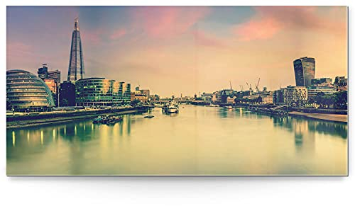 BilderKing Acrylglasverbund-Bild 120x60cm Skyline London. Wunderschönes Acrylbild Panorama mit 8mm stärke als modernes Wandbild, Motiv abstrakt, zur Dekoration in Wohnzimmer, Schlafzimmer