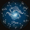 BLUEMEX Sternzeichen Fische, Glow in the dark - Nachtleuchtend, eckige Steine, 60x60cm, 45 Farben, Vollbild