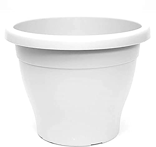 Acan Pamex - Maceta de plástico mediterránea, Color Blanco, diámetro 40 cm, macetero para jardín Exterior, terraza, balcón e Interior del hogar