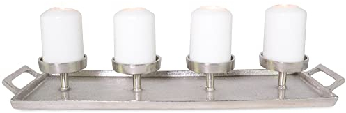 Riffelmacher - Moderner Adventsleuchter mit Kerzenhalter für 4 Kerzen, Silber matt, Dekoration für Advent und Weihnachten