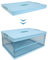 SIC Boîte de Rangement Pliable Transparente,Caisses de Rangement en Plastique，Organisateur Coffre de Voiture,Armoires,Maison,Garde-Manger,Bureau, (42 x 28 x 21 cm, bleu)