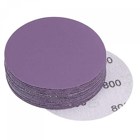 sourcing map 20Pcs 3-Inch Purple Sanding Discs 800 Grits Hook and Loop Professional Aluminum Oxide Sand Paper Wet Dry Polish for Wood Metal Paint Finishing