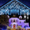 GlobaLink 400 LED Lichterkette Eisregen, 10M Lichtervorhang Außen erweiterbar Regenlichterkette Eiszapfen IP44 Lichterkette außen und Innen Deko für Dach Balkon Weihnachten Party Hochzeit - Kaltweiß