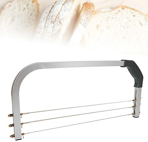 Tortenschneider, Edelstahl Tortenbodenteiler mit Säge-Draht gezackt, 3 Drähte Tortenschneider Tortenteiler Tortensäge Kuchenschneider Cutter Edelstah zum gleichmäßigen Schneiden von Tortenböden