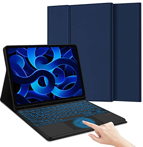 JADEMALL Tastatur Hülle mit Touchpad und Stifthalter für iPad Air 5, iPad Air 4, iPad Pro 11 1-3 Generation,Wireless Bluetooth Tastatur QWERTZ Deutsch