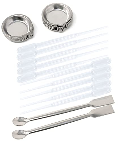 Honbay 12PCS Small Paint Tray Paint Mixing Palette 2PCS Metal Paint Stirrers and 10PCS Clear Plastic Droppers for Airbrush Paint Mixing Model Painting and DIY Art Craft