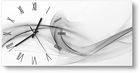 DEQORI Glasuhr | vertikal 60x30 cm | Motiv Rauchige Nebelschwaden | große XXL Design Uhr aus Glas | leise Wanduhr für Wohnzimmer & Küche | moderne Hingucker Uhr für die Wand