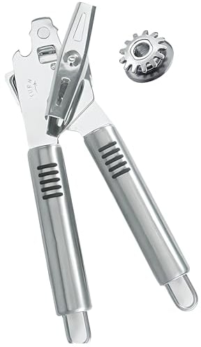 Areer Multifunctional 3-in-1 Can Opener with Extra Blade – Stainless Steel Tin Opener with Smooth Edge Cut - Heavy Duty Can Opener Manual with Comfortable Grip Handle and Large Turn Knob