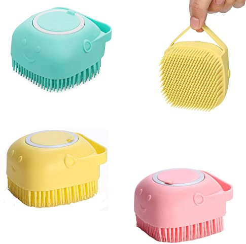 Taicols 3 Stück Haustier Massagebürste für Hunde, Duschbürste Silikon, Super Weich Silikon Badebürste, Badebürste mit Shampoospender für Hunde, Katzen, Silikonmassage, Badebürste für Haustierdusche