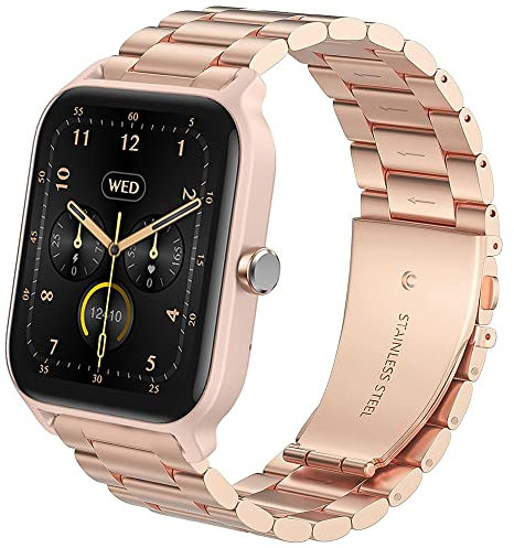 Bleushaweu Armband für IDW13 Smartwatch 1.8, Classic Edelstahl Uhrenarmband für TOOBUR IDW13 / Gy@dom IDW13 Smartwatch (Roségold)