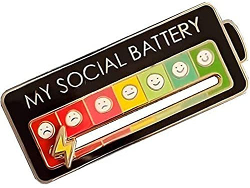 Social Battery Enamel Pin: Funny Mood Expressing Brooch for Introverts (Black)