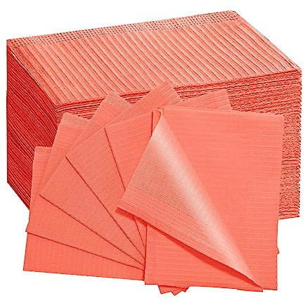 50 Stück Dental-Lätzchen, Einweg-Knietuch, 3-lagig, Nail Tech, Zahnarzt, Patienten, Serviette, Tattoo-Lätzchen, wasserdicht, langlebig und flüssigkeitsbeständig, 33 x 45,7 cm, Orange