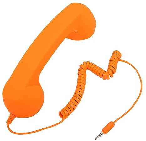 Retro-3,5-mm-Telefonhörer, Telefonhörer für Mobiltelefone, Strahlungssicherer Retro-Telefonhörer, Altes Telefon-Headset, Handempfänger für Mobiltelefone (Orange)