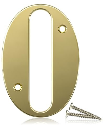 Bwintech 1 Pcs 75mm Height (3 Inch) Pvd Gold Bolted Door Number 0 Stainless Steel 304 House Number, Suitable For Front,Wooden, Composite,UPVC Door