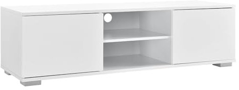 Helloshop26 Meuble TV Bas téléviseur Panneaux de Particules 120 cm Blanc 03_0002867