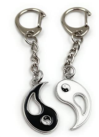 Onwomania Ying Yang Porte-clés d'amitié porte-bonheur en aluminium, idéal pour offrir, multicolore, taille unique
