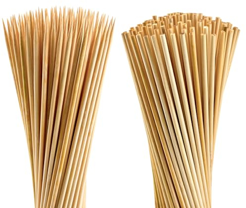 200PCS Bamboo Skewers, Φ=4mm - Wooden Skewers 12 Inch for Appetizers, Fruit Kabobs, Chocolate Fountain, Grilling - Food Skewer Sticks for BBQ, Party - Cocktail Picks for Drinks