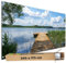 TRIOSK Große Motivplane Sichtschutz Zaunblende mit Motiv Schilfsee Holzweg Badesteg Motivbanner Garten Deko Plane Blickdicht für Zaun Terrasse Gartenzaun Zaunplane PVC 340x173 cm