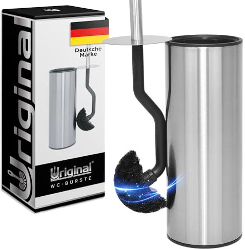 URIGINAL® Klobürste mit Randreiniger - Toilettenbürste/WC Bürste für eine gründliche Reinigung - Silber - Klobürste Edelstahl mit Lotus-Effekt - Harte Borsten für eine maximale Hygiene