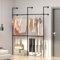 SMONTER Offener Kleiderständer wandmontage höhenverstellbar, begehbarer kleiderschrank wandmontage, indusrial schwarz aus Metall Wasserrohren, 195cm(L)*222cm(H), 4 Gitter