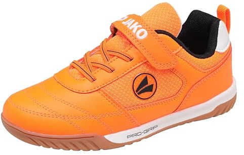 JAKO Garçon Unisex Kinder J-SH Winger Ev Chaussure de Terrain intérieur, Orange Fluo, Noir de Jais, 28 EU