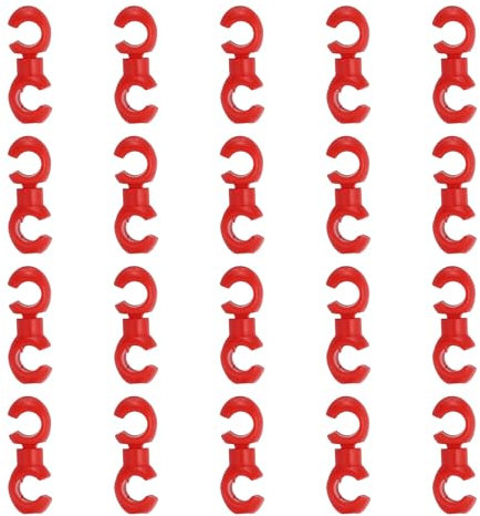 PATIKIL MTB Bike Brake Cable Clasp, 20pcs Rotatable Bicycle S-Hook Style Clip Cross Line Brake Gear Housing Cable Hose Guide for MTB Bicycle Road, Red