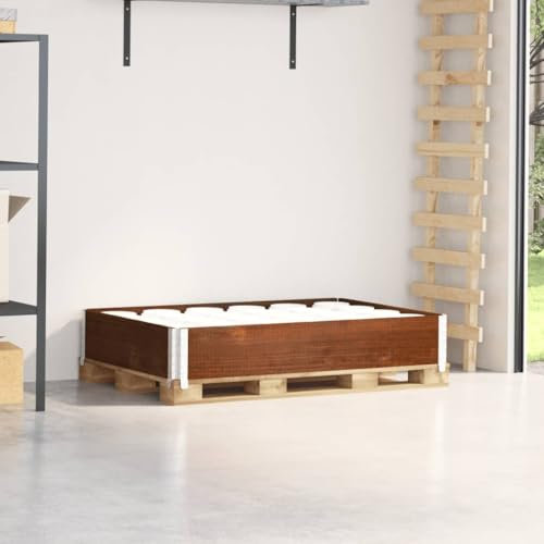 AUVYI Paletten-Rahmen 120x80x21,5 cm Profi Aufsatzrahmen Hochbeet Rechteckig Hochbeete für Gartenbeet Gemüsebeet Pflanzbereichen aus Holz Pflanzbeet Braun Massives Kiefernholz