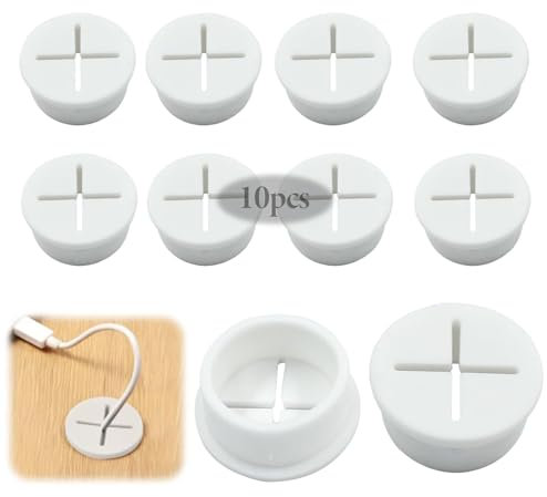 10 Stück Kabeldurchführung Kunststoff Weiß,Flexibles Silikon Kabeldurchführung,20mm, Schreibtischdurchführung,Schreibtisch Ösen für Schreibtisch, Tisch und andere Möbel, Lochabdeckung, Kabelmanagement
