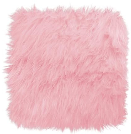 Sarini 40 cm Square Faux Fur Rug Mini Fluffy Pink Seat Cushion for Sofa Floor Chair Cover Photography Mat Small Cozy Accent Rug for Living Room Bedroom and Jewelry Photos